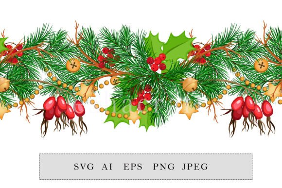 Christmas Seamless Pattern with Fir Bran Graphics Review