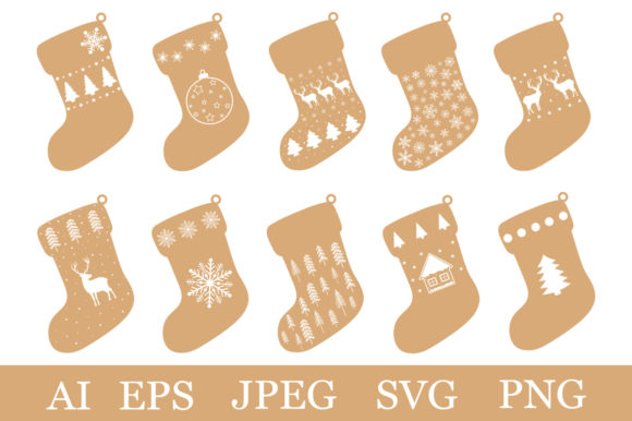 Christmas Stocking Gift Tags Graphics for Crafts