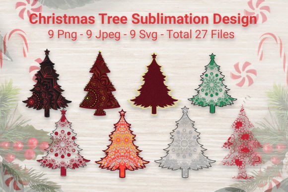 Christmas Tree Sublimation Design: Graphics & Illustrations