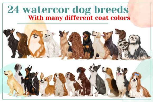 Christmas Watercolor Dog Breeds Clipart Graphics Review