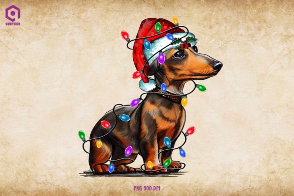 Dachshund Puppy Christmas Tree Lights Graphics Review