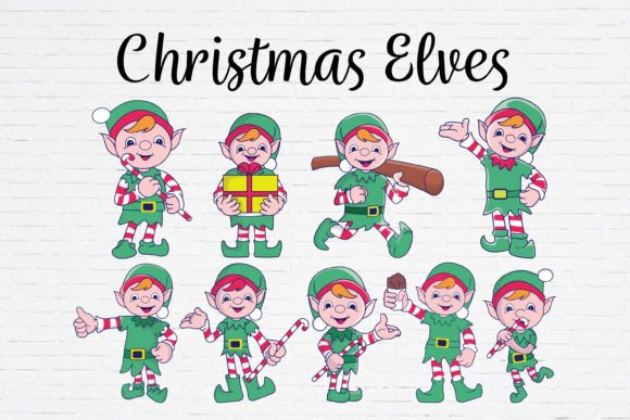 Funny Christmas Elves SVG PNG: Graphics & Illustrations