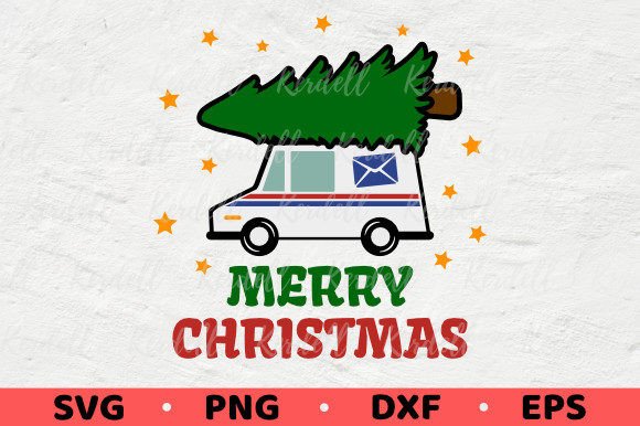 Postal Worker Mail Truck Christmas Tree Graphics