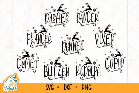 Reindeer Names SVG File for Ornament Review