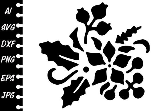 Stencil Christmas Floral Graphics for Holiday Crafts